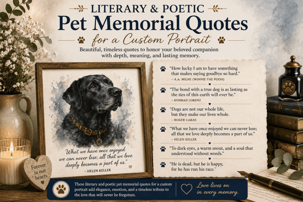 Heartfelt Pet Memorial Quotes for a Custom Portrait That Celebrate the Bond